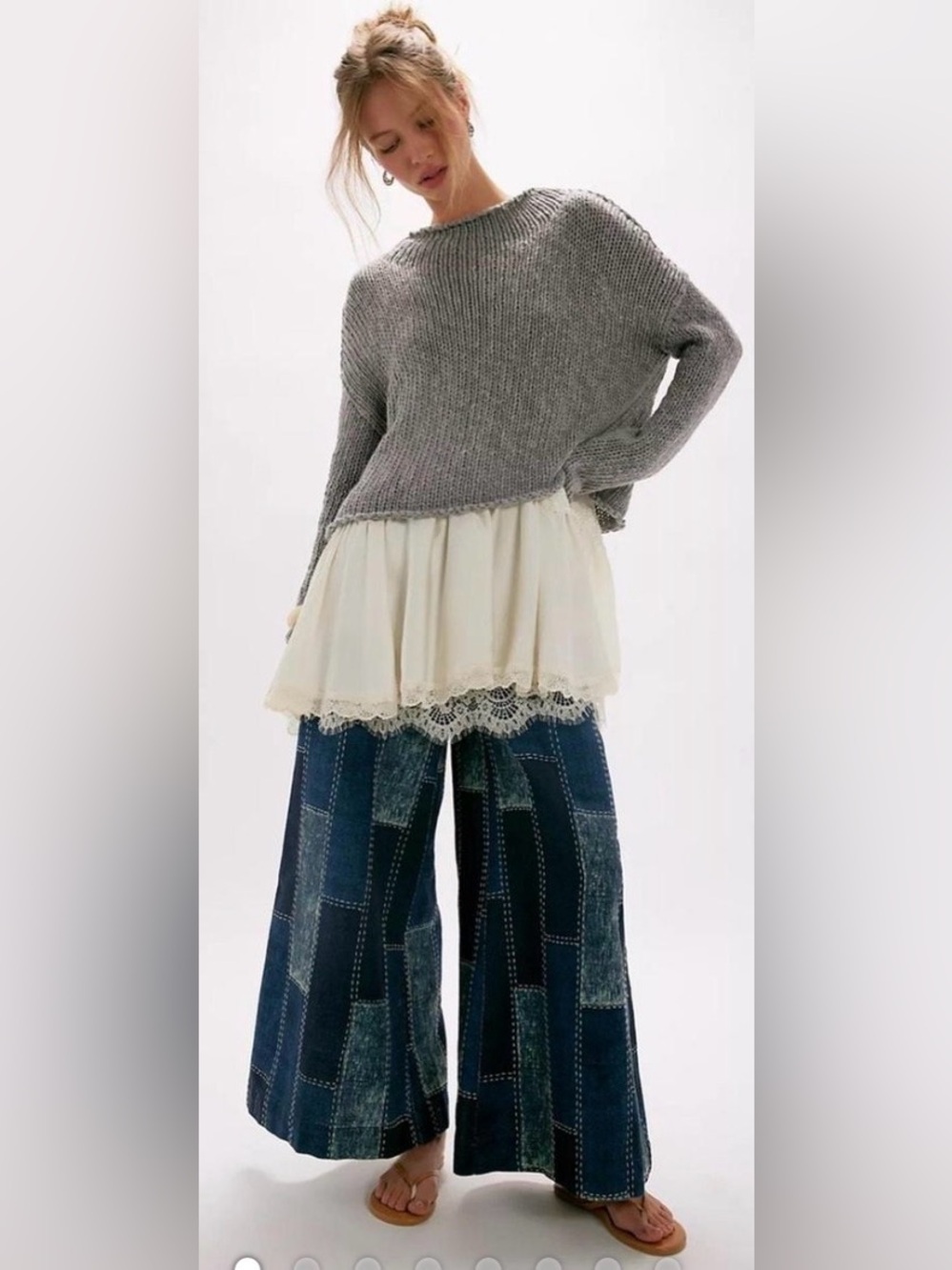 Free people patches wide leg pull on pants